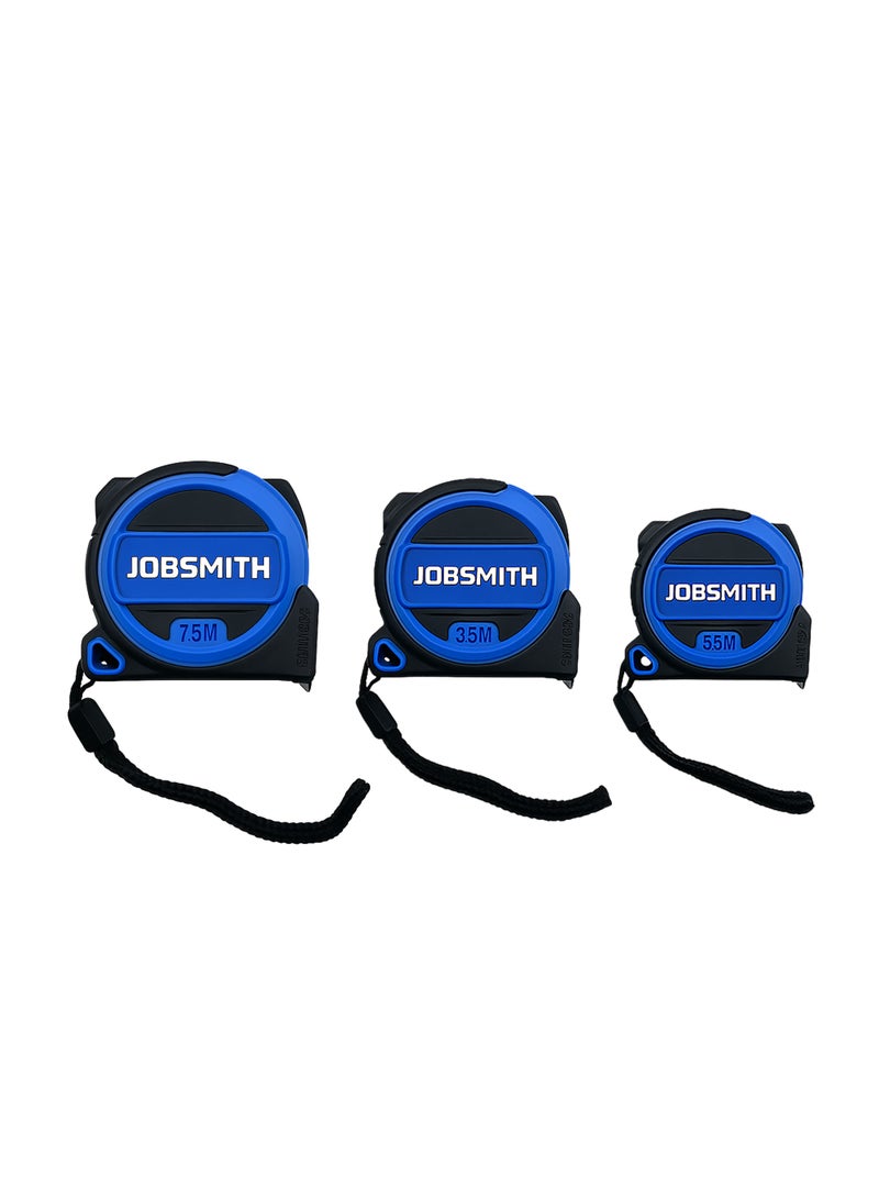 JOBSMITH Retractable Measuring Tape 7.5m with Lock Mechanism and Metal Belt Clip for Home, DIY, Construction and Contractor Use - Image 1