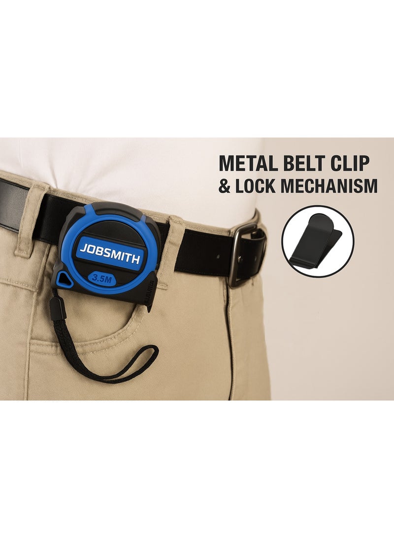 JOBSMITH Retractable Measuring Tape 7.5m with Lock Mechanism and Metal Belt Clip for Home, DIY, Construction and Contractor Use - Image 4