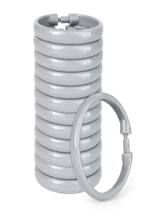 Qulable Shower Curtain Rings-12 Pack- Plastic Shower Curtain Hooks O-Shaped Rings Hook Glide Easily on Bathroom Shower Rod(Grey) - Image 1