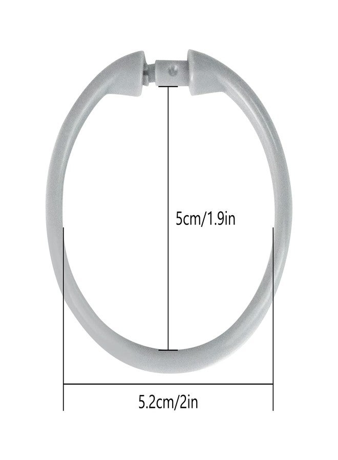Qulable Shower Curtain Rings-12 Pack- Plastic Shower Curtain Hooks O-Shaped Rings Hook Glide Easily on Bathroom Shower Rod(Grey) - Image 3