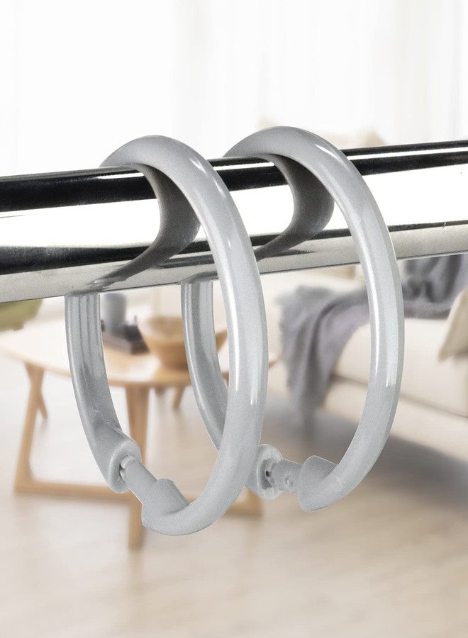Qulable Shower Curtain Rings-12 Pack- Plastic Shower Curtain Hooks O-Shaped Rings Hook Glide Easily on Bathroom Shower Rod(Grey) - Image 4