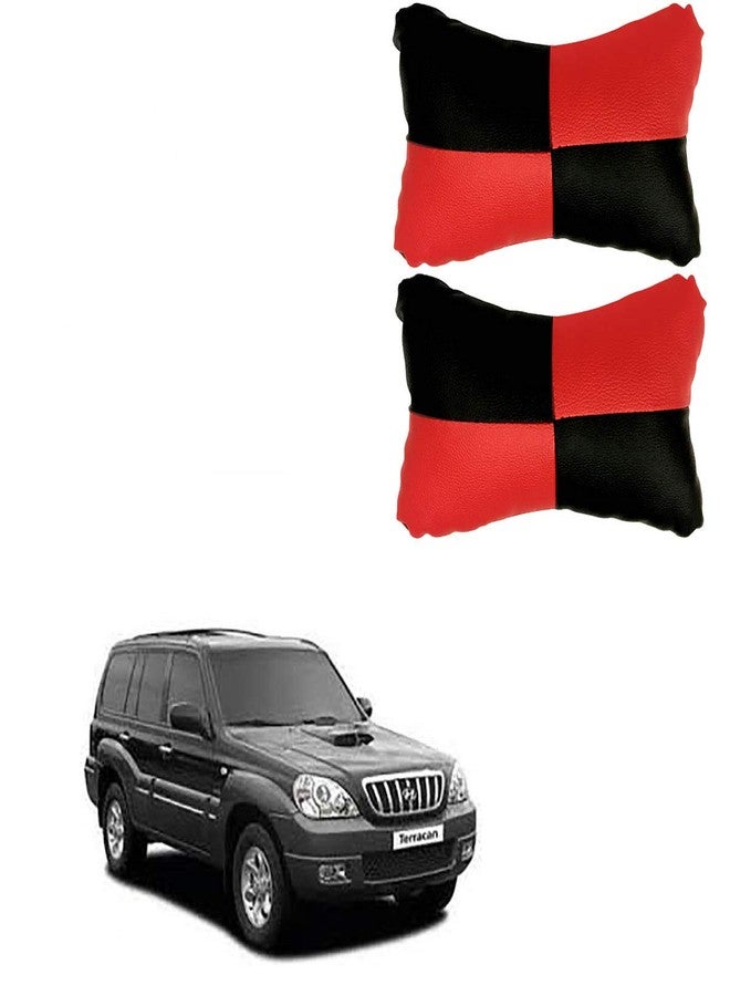 AdroitZ Red Neck Rest Soft Cushion in Leatherette Material Check Design for Car_299 - Image 1
