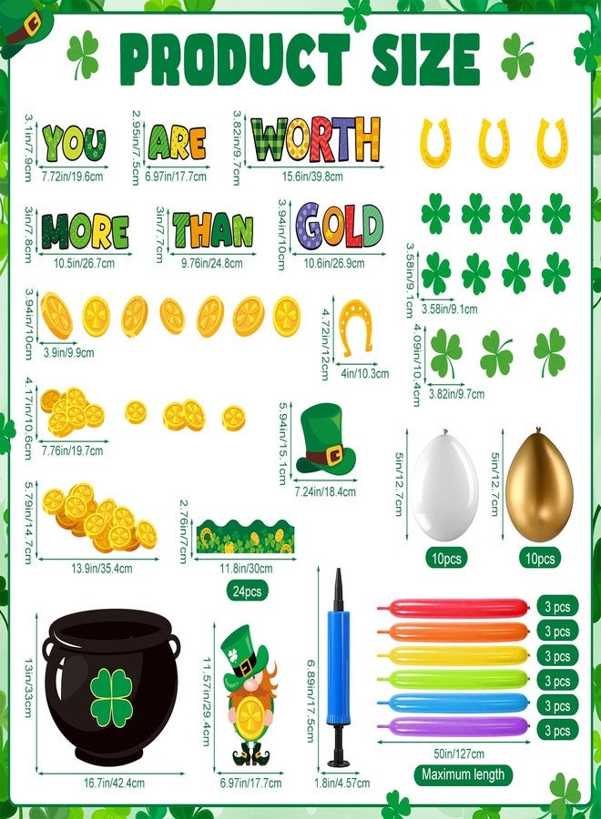 Funrous St. Patrick's Day Bulletin Board Decoration 3D Rainbow Balloon Decor Irish Bulletin Board Shamrock Gold Coin Pot Paper Cutouts Clover Classroom Chalkboard Decor for Classroom Wall Door - Image 2