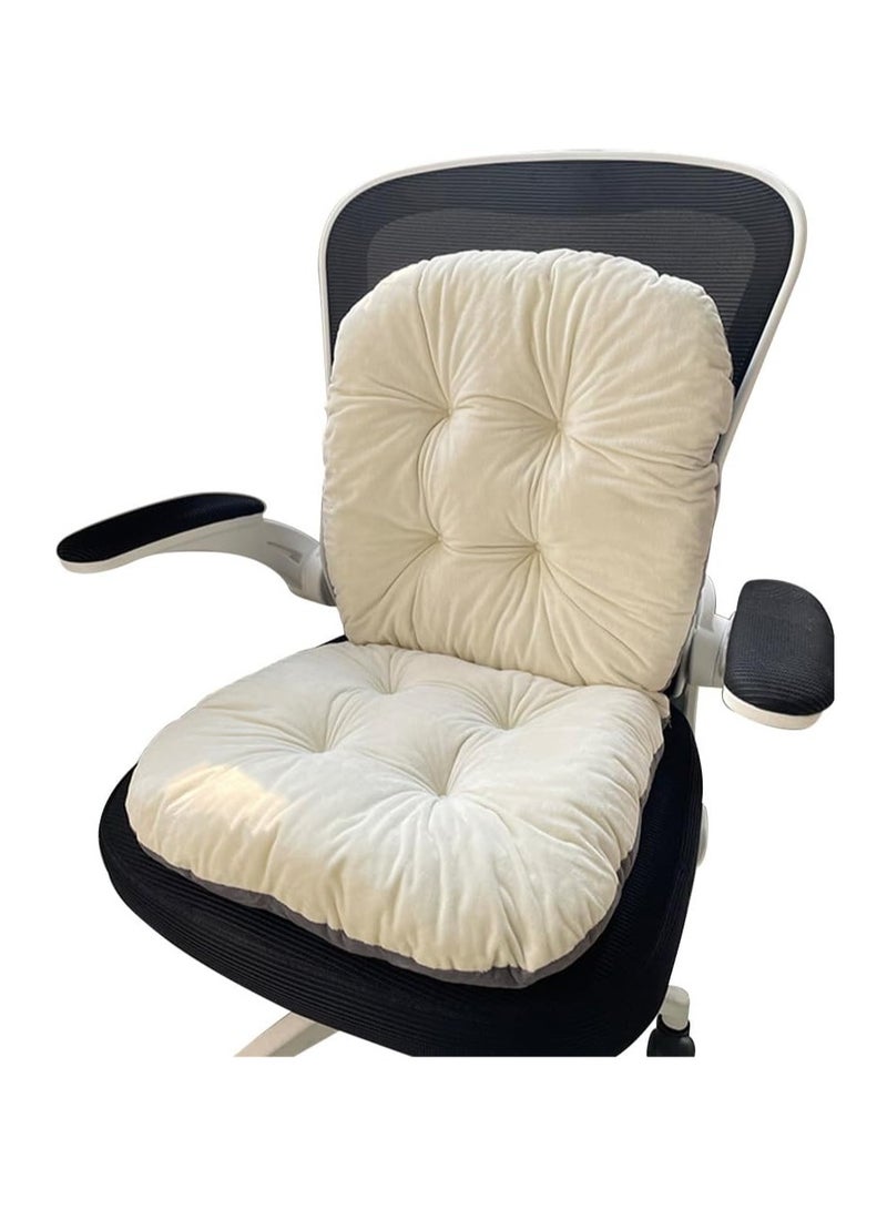 Arabest 1pc Casual Style Polyester Seat Cushion, Solid Color Integrated Office Chair Pad, Dining Chair Cushion, Simple And Comfortable Lazy Cushion For Home And Office Use - White  - Image 1
