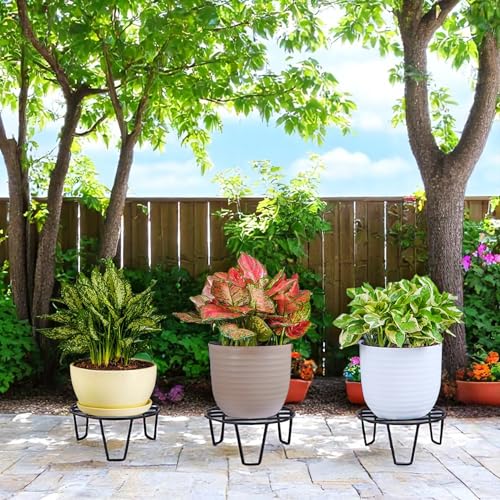 Nurturing Green® Pack of 10 Black Metal Plant Stands for Balcony, Garden & Living Room | Flower Pot, Vase & Planter Holders | 8 Inch Wide | Anti-Rust Coating & Sturdy Frame - Image 3