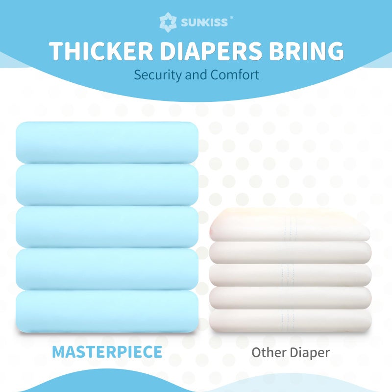 SUNKISS Masterpiece Adult Diapers with Tabs, Unisex Disposable Incontinence Briefs for Women and Men, Odor Control, Blue, L/XL, 10 Count - Image 5