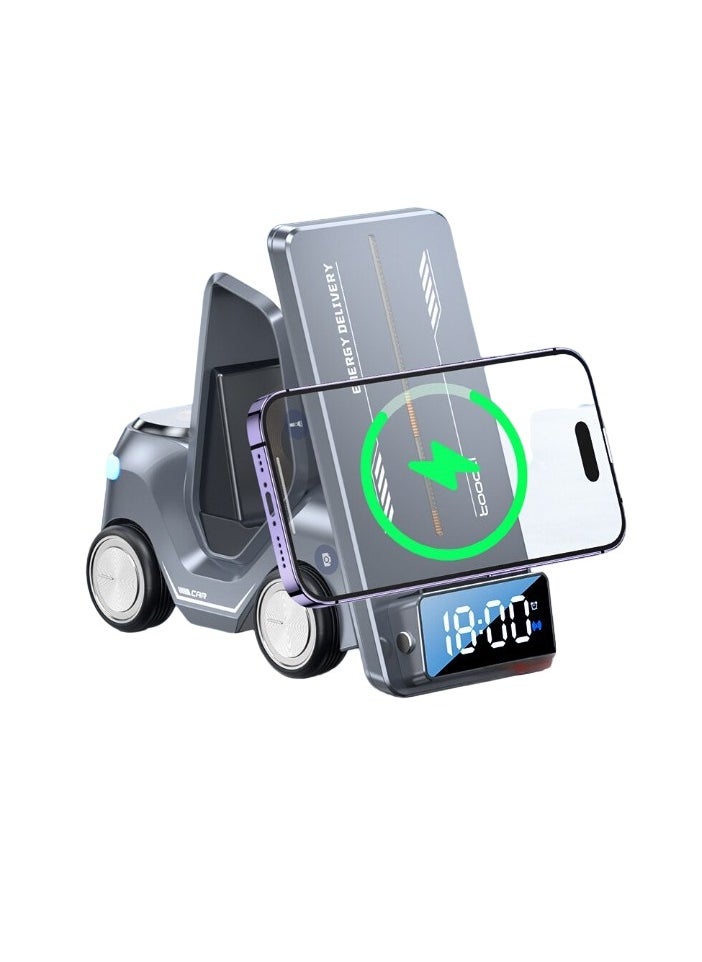 toocki Wireless Charging Station, 5 In 1 Wireless Charger Phone Stand, Multifunctional Car Shape Charging Station, Fast Charging Magnetic Dock Station For Watches Earphones Mobile Phone  - Image 1