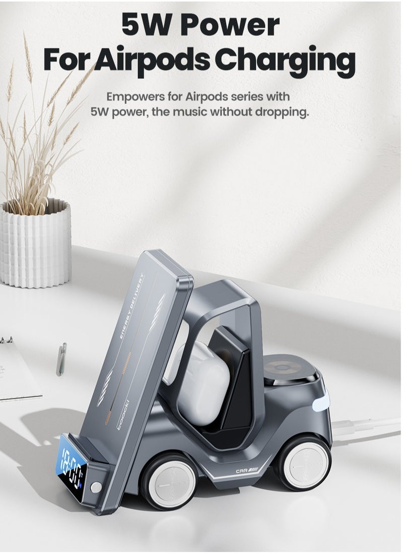 toocki Wireless Charging Station, 5 In 1 Wireless Charger Phone Stand, Multifunctional Car Shape Charging Station, Fast Charging Magnetic Dock Station For Watches Earphones Mobile Phone  - Image 3