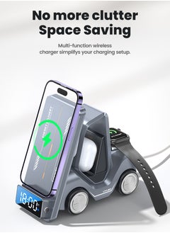 toocki Wireless Charging Station, 5 In 1 Wireless Charger Phone Stand, Multifunctional Car Shape Charging Station, Fast Charging Magnetic Dock Station For Watches Earphones Mobile Phone  - Image 4