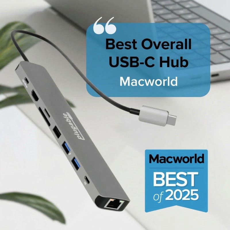 Plugable USB C Hub Multiport Adapter: 9-in-1 with 140W PD Charging, 4K 60Hz HDMI, 10Gbps Data Transfer, Gigabit Ethernet, SD for USBC, USB4, Thunderbolt MacBook, Windows, Chromebook (USBC-9IN1E) - Image 2
