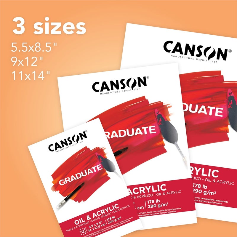 Canson Graduate Oil and Acrylic Paint Pad Foldover 11x14 inch 12 Sheets  Artist Paper for Adults and Students  Oil Acrylic Mixed Media and Painting - Image 4