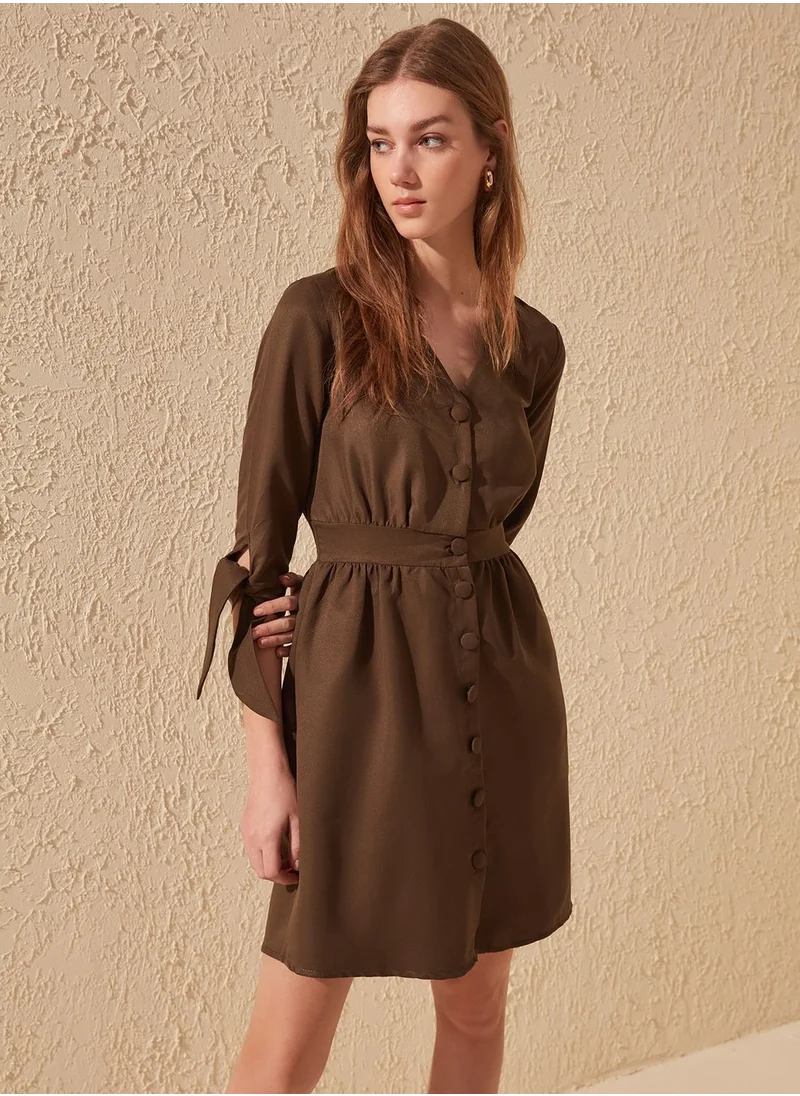 trendyol Button Down Tie Sleeve Dress