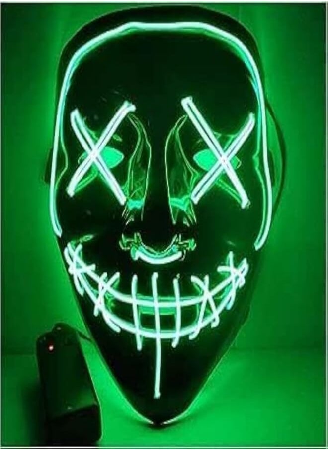 Hulier Holloween LED Mask, Grimace Mask Scary Mask for Halloween Festival Party Masquerade Halloween Costume Cosplay Party, Halloween Mask with 3 Glowing Modes for Children Adults Men Women green 