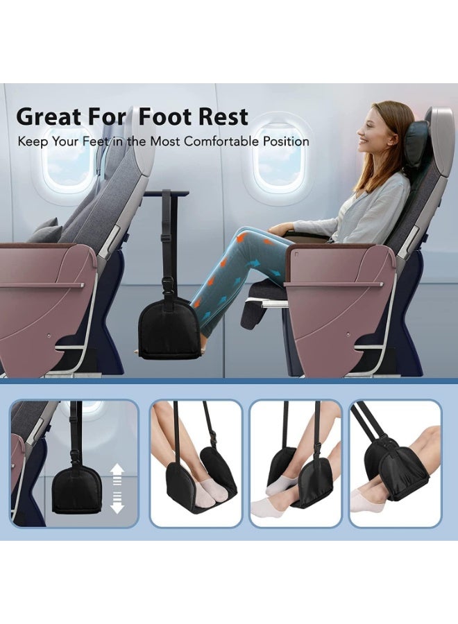 HZYH Airplane Footrest Travel Foot Rest for Plane, Portable Memory Foam Plane Foot Hammock for Airplane Travel Leg Rest, Office Footrests Foot Rest for Airplane Travel Flight Essentials (Black) - Image 4