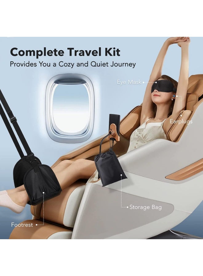 HZYH Airplane Footrest Travel Foot Rest for Plane, Portable Memory Foam Plane Foot Hammock for Airplane Travel Leg Rest, Office Footrests Foot Rest for Airplane Travel Flight Essentials (Black) - Image 3