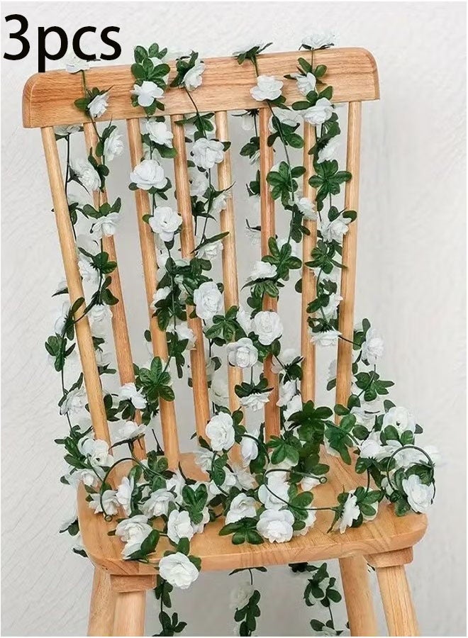 Ailily 3pcs Artificial White Rose Branches - An Elegant Touch of Timeless Beauty - artificial rose branches, artificial white roses, flower decor, party decorations, wedding decorations, home decor, garden decor, gifts, birthday, Halloween, Valentine's Day, Mother's Day. - Image 1