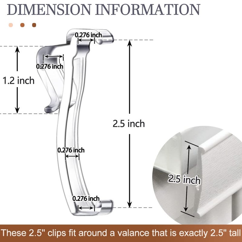 lofrcin 2.5 Inch Valance Clips, Clear Window Blind Clip for Horizontal Blinds, Fits 2.5 Inch Valance (6 PCS) - Image 4