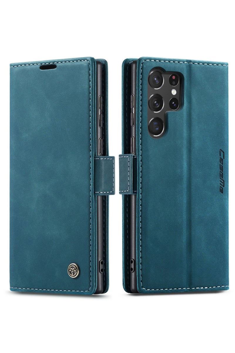 CaseMe Samsung Galaxy S23 Ultra Case Wallet, for Samsung Galaxy S23 Ultra Wallet Case Book Folding Flip Folio Case with Magnetic Kickstand Card Slots Protective Cover - Green - Image 2