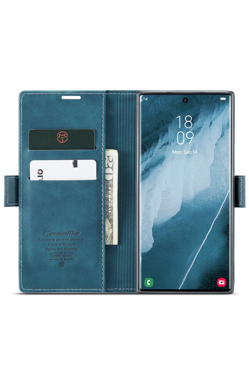 CaseMe Samsung Galaxy S23 Ultra Case Wallet, for Samsung Galaxy S23 Ultra Wallet Case Book Folding Flip Folio Case with Magnetic Kickstand Card Slots Protective Cover - Green - Image 3