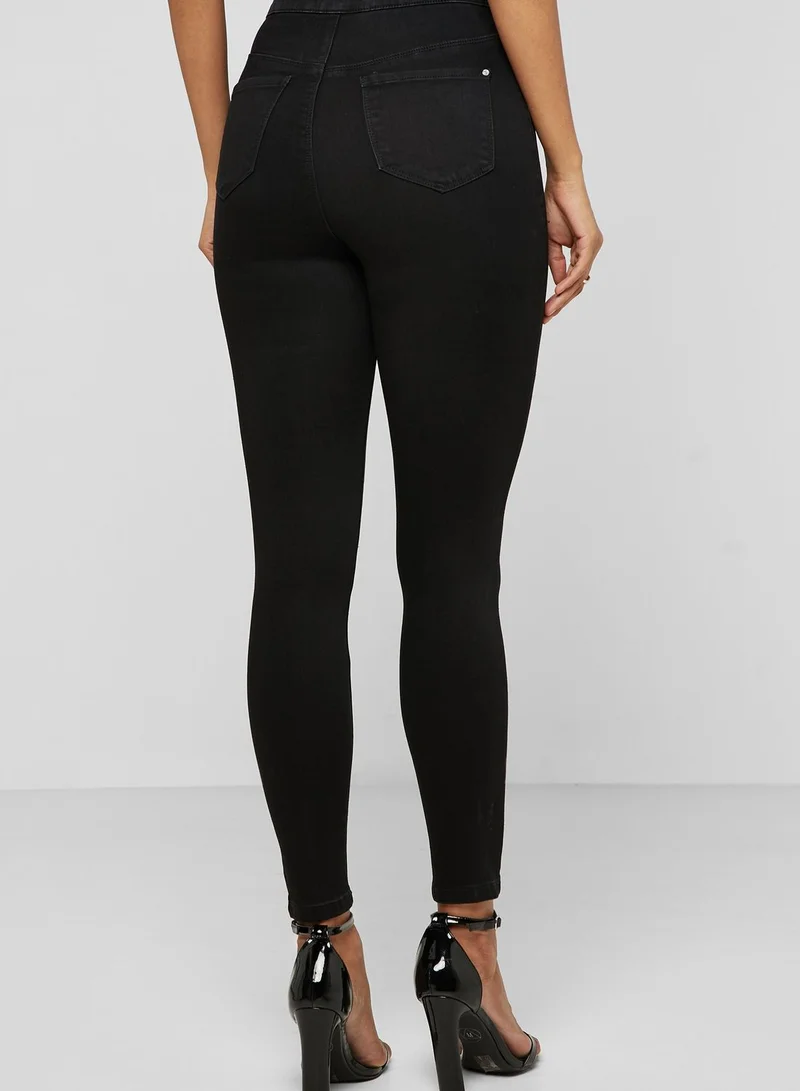 Missguided Vice High Waist Ripped Skinny Jeans