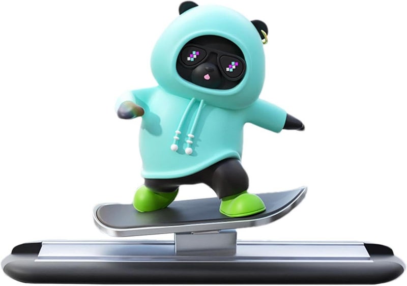 REWOP Skateboarding Panda Car Dashboard Toy –Auto Sliding Motion Decor, Cool Sliding Car Accessory, Fun Car Interior Decoration Accessories (Blue) - Image 1