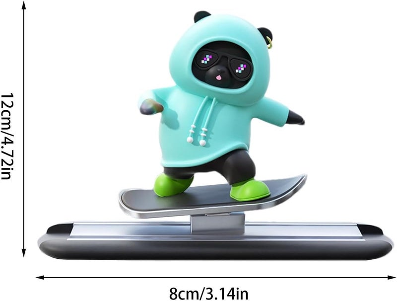 REWOP Skateboarding Panda Car Dashboard Toy –Auto Sliding Motion Decor, Cool Sliding Car Accessory, Fun Car Interior Decoration Accessories (Blue) - Image 2