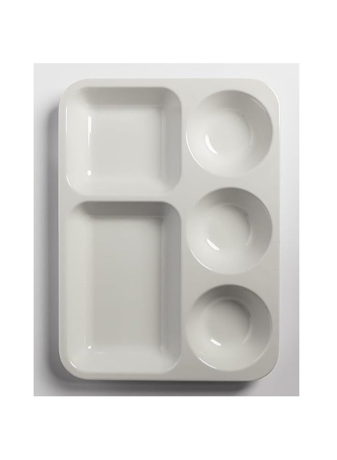 سي سي بن شيهون طبق ميلامين مقسم مستطيل مقاس 13 × 11 انش | طبق تقديم مستطيل مقسم للمكسرات والحلويات والصلصات والوجبات الخفيفة بلون ابيض ايضا | سهل التخزين ومقاوم للكسر | طبق ميلامين مقسم - Image 1