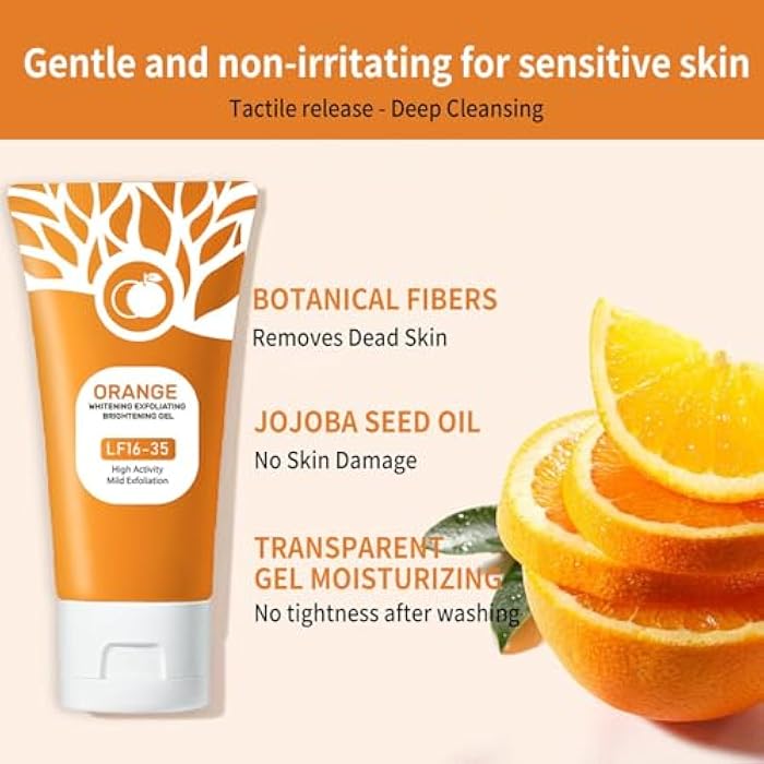 Ezyuanchly Orange Exfoliating Gel, Moisturizer Face Body Scrub Gel,Deep Cleansing Moisturizing Facial Exfoliator,Natural Orange Peeling Gel Face Scrub (2PCS) - Image 2