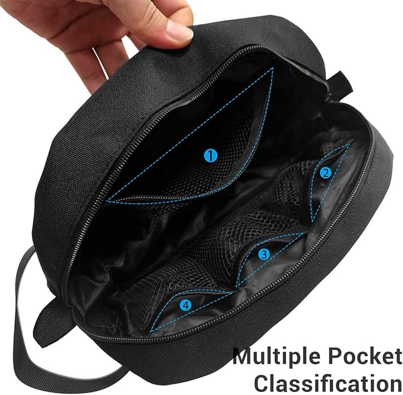 Black Hanging Toiletry Bag For Men Travel Organizer Portable Shaving Wash Bag With Main Compartment And Mesh Pockets - Image 5