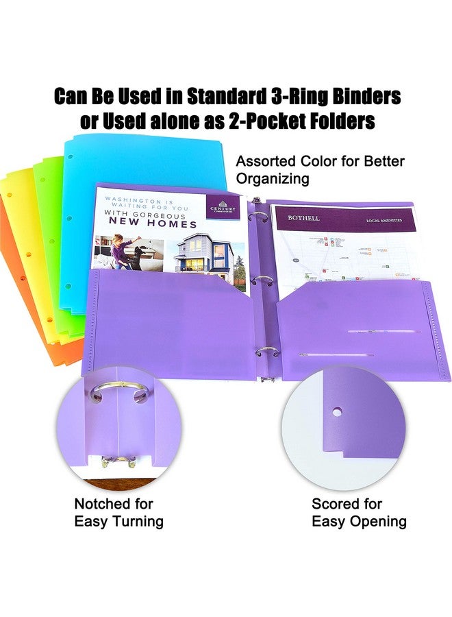 Youngever Heavy Duty Plastic Letter Size File Folders 9.5 X 11.4 In 6 Pack 2 Pocket Folders With Notches Moisture Resistant  - Image 3