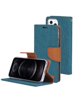 Case Cover For iPhone 13 Pro Max GOOSPERY CANVAS DIARY Canvas Texture Horizontal Flip PU Leather Case with Holder & Card Slots & Wallet Green