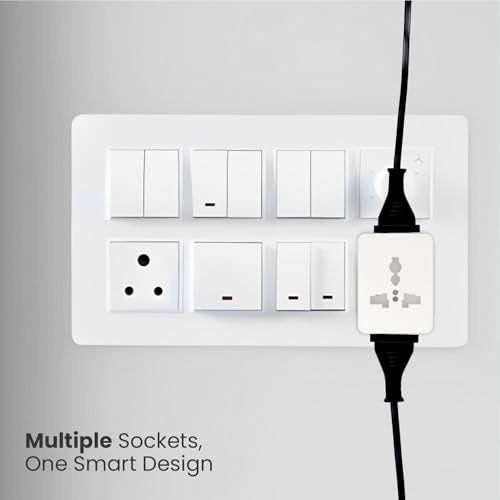 HOSPER - 5 Pin Multi Plug Socket with Spark Shield - Universal Power Adapter for Home, Office & Travel Safe, Compact & Durable Electrical Socket(Pack of 2) - Image 3