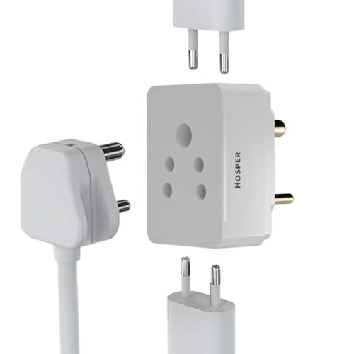 HOSPER - 5 Pin Multi Plug Socket with Spark Shield - Universal Power Adapter for Home, Office & Travel Safe, Compact & Durable Electrical Socket(Pack of 2) - Image 1