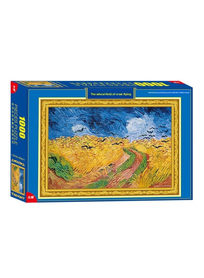 Ancient 1000 Carton Puzzle Adult Leisure Decompression Toy King Glory Holiday Gift Glue-Color:Collection Edition-Crows Flying Wheat Field 2003 + Glue - Image 1