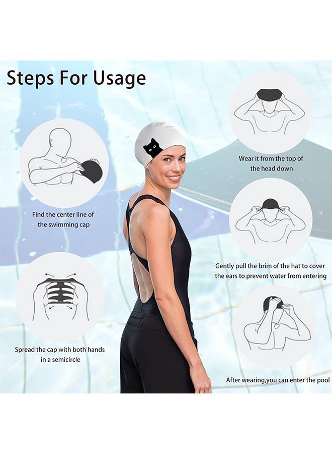Lemon 2 Pcs Silicone Swim Caps, Swimming Caps with Cartoon Pattern for Long Short Hair Men Adults Kids Teens Youths,Waterproof Non-Slip Comfy Bathing Cap Swim Hat to Keep Hair Dry(2 Styles)  - Image 5