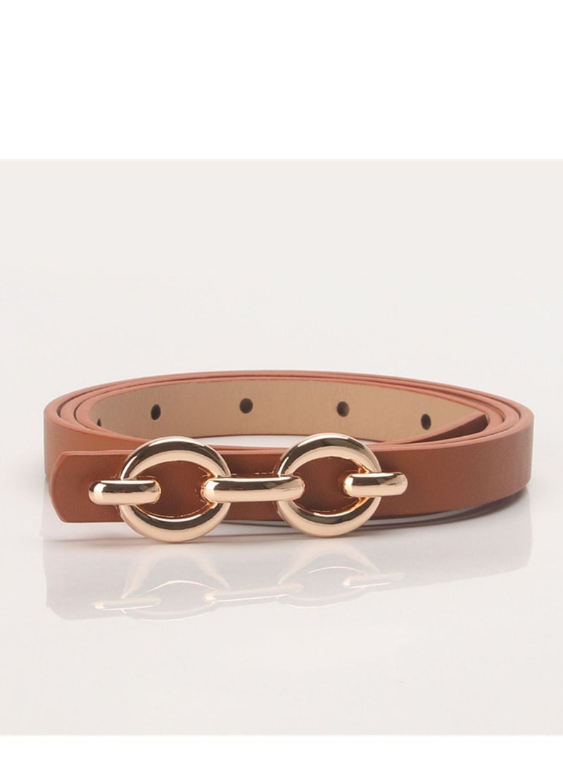 Loquat - Women's Belt Alloy Buckle Versatile Dress West Decorative Niche Jeans Pu Leather 105cm Brown - Image 1