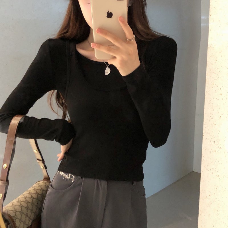 Real S With Ammonia Brushed Long-Sleeved T-Shirt Women'S Design Bottoming Shirt Women - Image 5