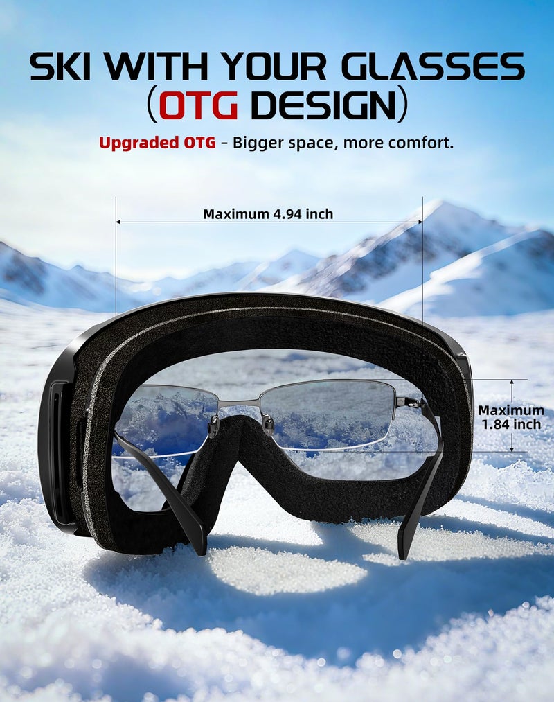 Innerking OTG Ski Goggles SGS Approved, Over Glasses Snow Snowboarding Winter Goggles Anti Fog for Adult, Youth, Men Women - Silver 11% - Image 5