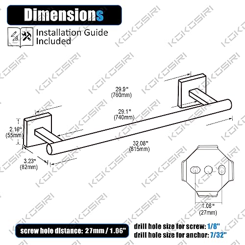 KOKOSIRI 32 Towel Bar Bathroom Towel Holder for Bath Kitchen Toilet 32 Inch Necklace Holder Chrome Stainless Steel B4005CHL32 - Image 3