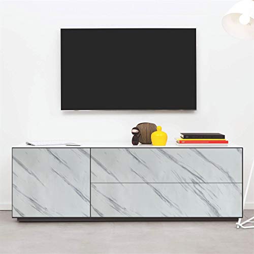 Elton Premium White Marble Matt Marble Furniture Film Interior Film Wallpaper for Cupboard Door, Almirah, Fridge, Tabletop, Wall, Floor, DIY & Other Renovation Projects : 50 Squarefeet - Image 2
