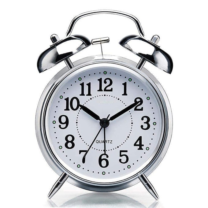 TWIN BELL VINTAGE LOUD ALARM CLOCK WITH NIGHT LED LIGHT FOR STUDENT KIDS BEDROOM DESK TABLE AND HEAVY SLEEPERS 1 PIECE