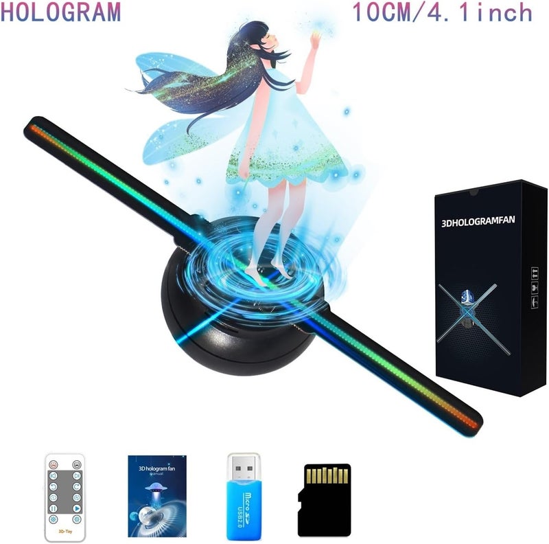 3D Hologram Fan, 4-1 Inch/10cm 3D Hologram Fan, Holographic Projector With 96 0603 LED Beads, HD Flicker-Free Screen for Store Display,Events - Image 3