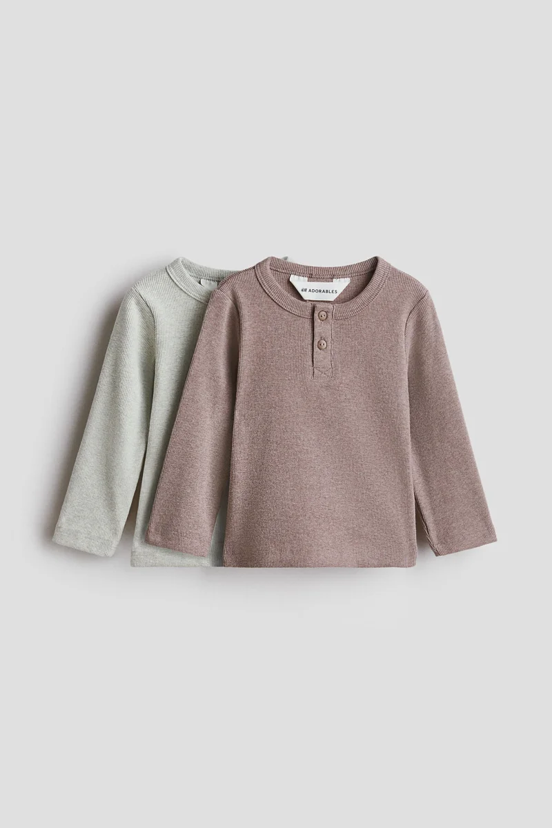 اتش اند ام بلوزة هينلي من القطن - عبوة من قطعتين