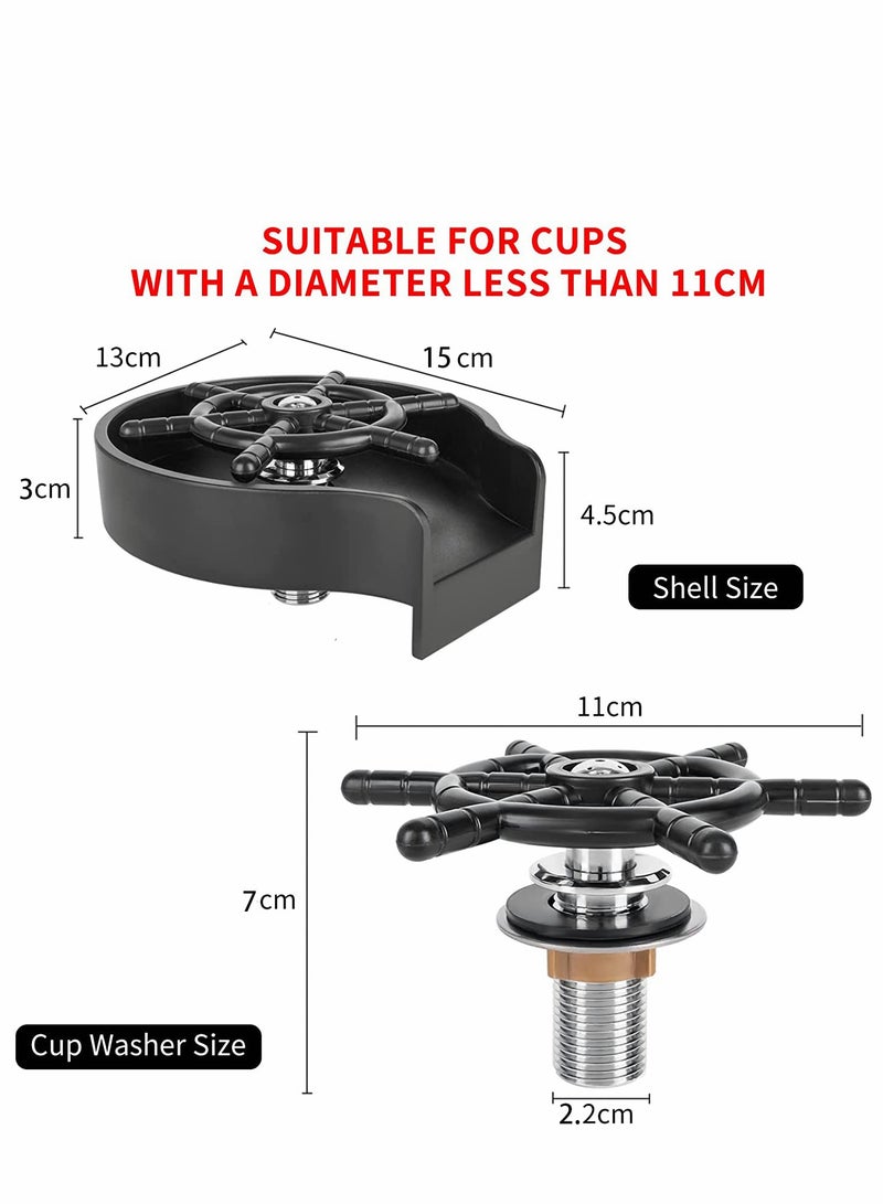 Automatic Kitchen Sink Faucet Bottle Washer & Glass Rinser for Baby Bottles & Restaurant Use - Quick Flushing Device (Black)  - Image 2