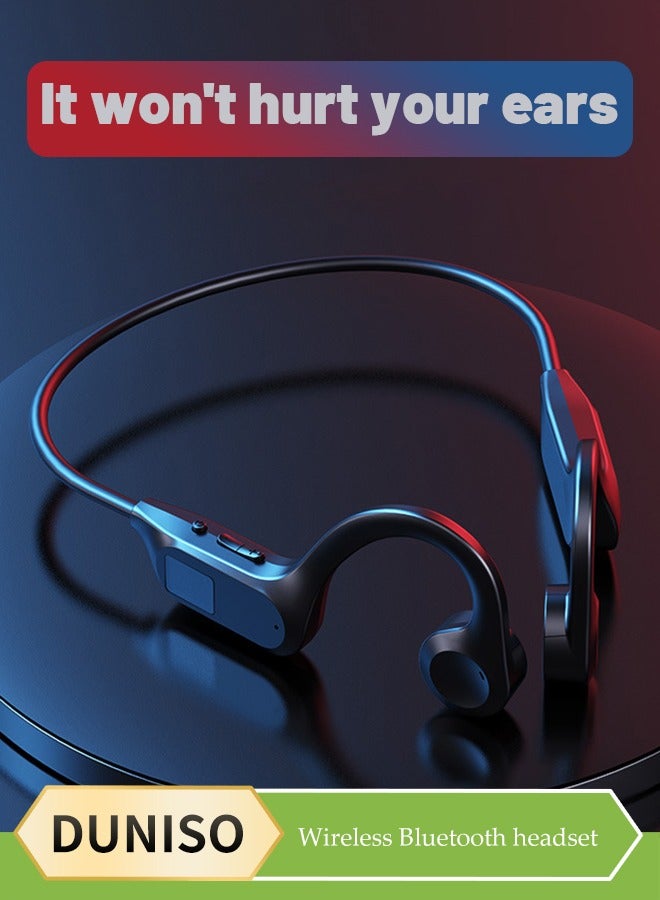 DUNISO Open Ear  Wireless Headphones, air conduction Bluetooth 5.2 earphones, dual modes sports earphones, 8 hour playback time, battery level display, comfortable fit, suitable for running, exercising, and cycling - Image 1