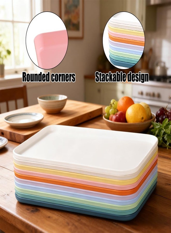 Odowalker 20 Pcs Plastic Art Trays, 12 x 8.7 Inch Colorful Fast Food Lunch Trays Bulk, Cafeteria Rectangular Plastic Serving Organizer for Kitchen, Restaurant, DIY Projects, 10 Colors - Image 3