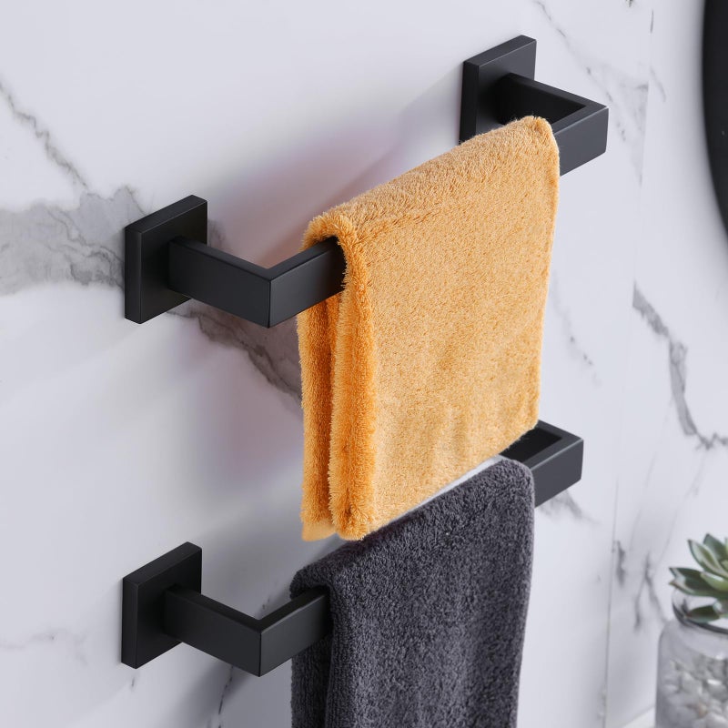 LANC 12-Inche Towel Bars for Bathroom Total Mounted Matte Black Bath Towel Ring Stainless Steel Total-14  Towel Rails for Kitchen Hand Towel Holder Racks Hanger Towel Rods  A8804MB-3P1 - Image 3
