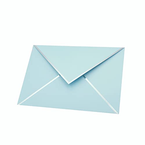 CHRIZ.Z A7 Envelopes - V Flap Foil Border Luxury Mailing Envelopes for 5" x 7" Cards - for Wedding, Invitations, Baby Shower, Photos, Graduation, Birthday, Bridal Shower - 5.25" x 7.25" (Baby Blue, 25 Pack) - Image 3