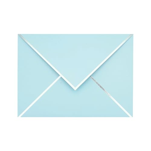 CHRIZ.Z A7 Envelopes - V Flap Foil Border Luxury Mailing Envelopes for 5" x 7" Cards - for Wedding, Invitations, Baby Shower, Photos, Graduation, Birthday, Bridal Shower - 5.25" x 7.25" (Baby Blue, 25 Pack) - Image 1