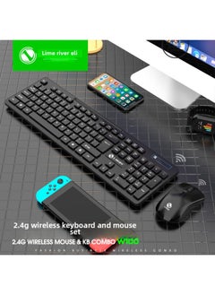 Generic LIMEIDE Magnesium W100 Wireless 2.4G Keyboard Mouse Suit Imitation Mechanical Keyboard Feel USB Receiver-Specifications:Limei W100 White Wireless Set  - Image 2